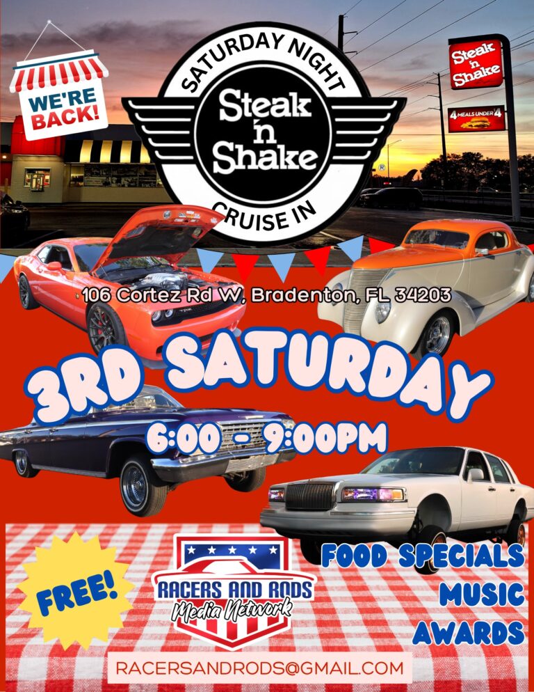 Flyer for Saturday Night Steak ‘n Shake Cruise-In