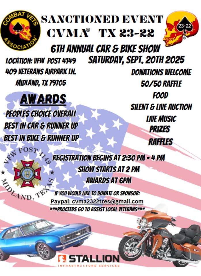 CVMA TX 23-22 Annual Sanctioned Car and Bike Show – Midland, TX ...