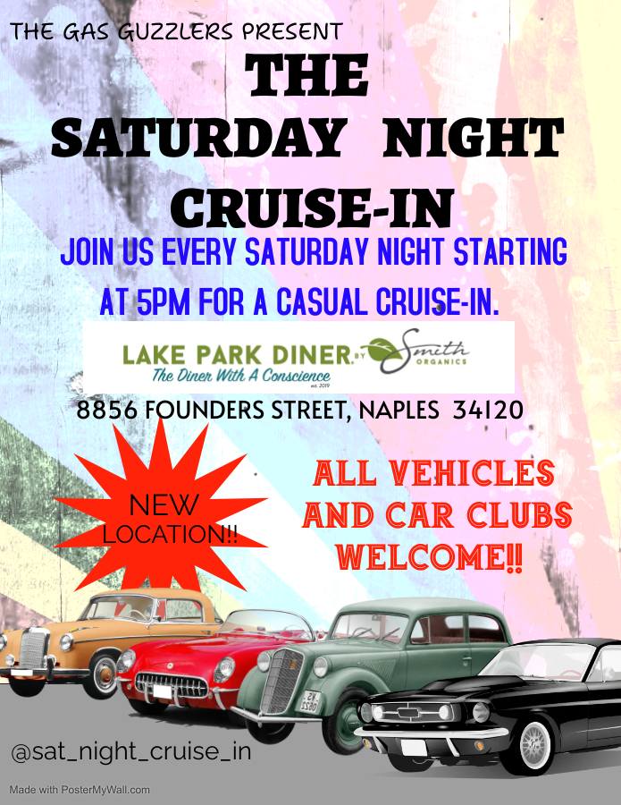 Flyer for Saturday Night Cruise-In with The Gas Guzzlers