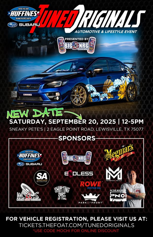 Tuned Originals: Saturday, September 20, 2025 event at 2 Eagle Point Rd. in Lewisville, TX on September 20, 2025