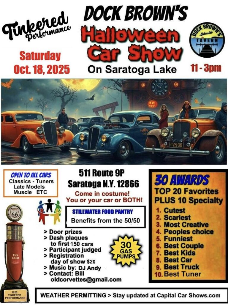 Flyer for Tinkered Dock Brown’s Performance Halloween Car Show