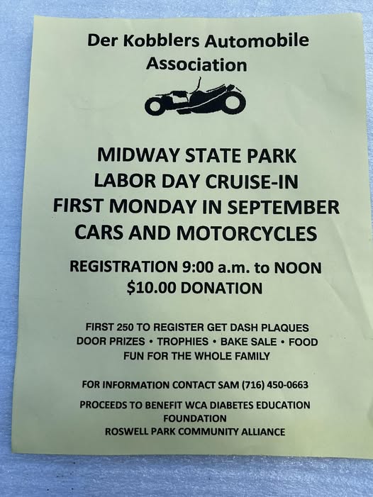Flyer for Midway State Park Labor Day Cruise-In