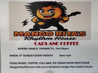 Flyer for Mango Rita’s Cars and Coffee