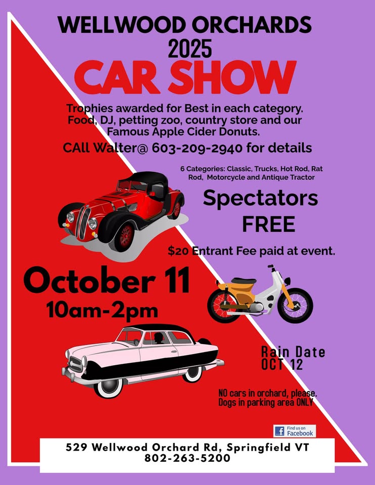 Flyer for 3rd Annual Car Show at Wellwood Orchards