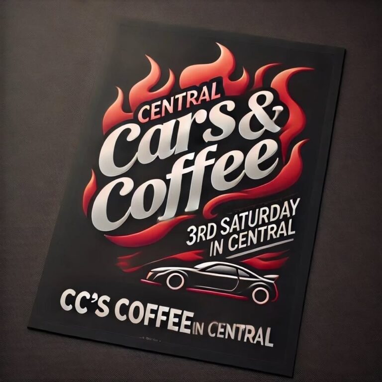 Flyer for Central Cars and Coffee