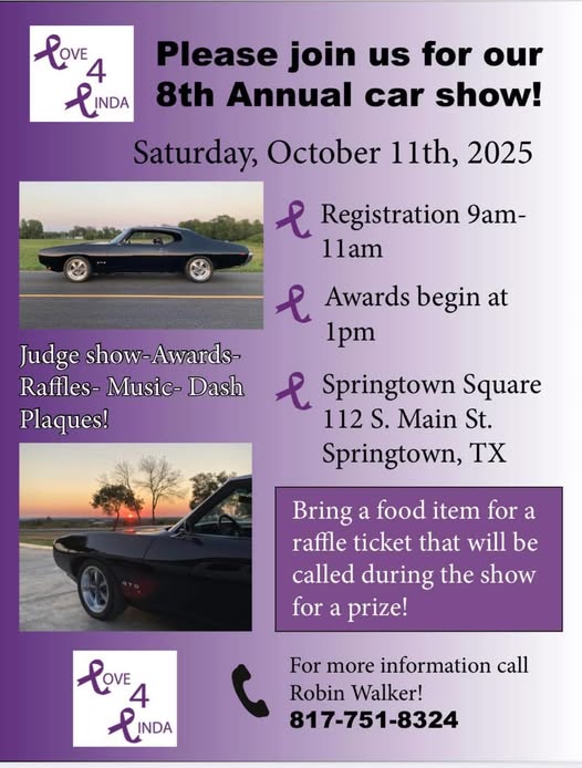 Springtown Inn Events 8th Annual Car Show – Springtown, TX | CarCruiseFinder