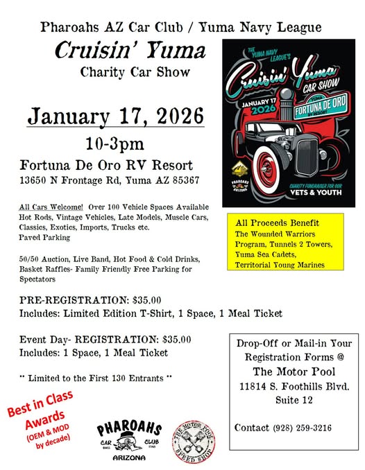 Flyer for Cruisin’ Yuma Charity Car Show