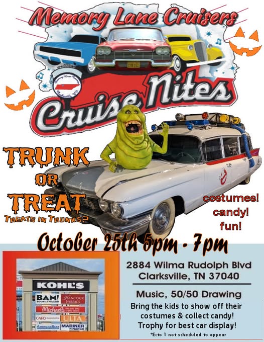 Memory Lane Cruisers Cruise Nites Trunk or Treat – Clarksville, TN ...