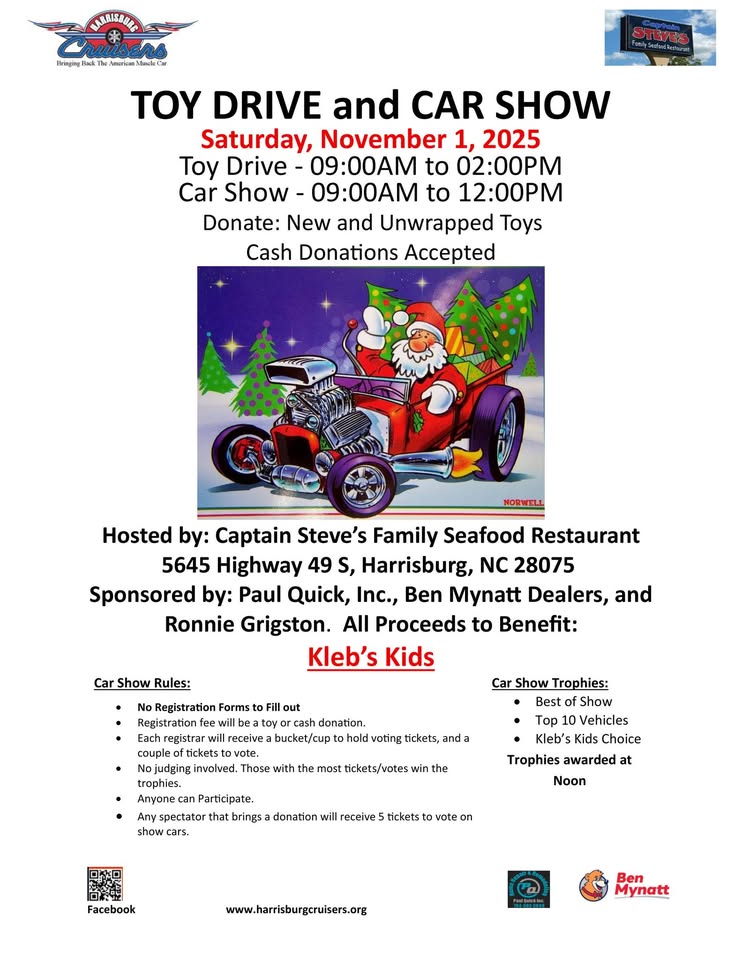 Toy Drive & Car Show – Harrisburg, NC | CarCruiseFinder