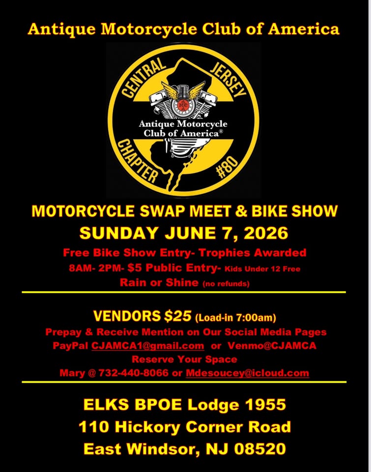 Flyer for CJAMCA Swap Meet & Bike Show