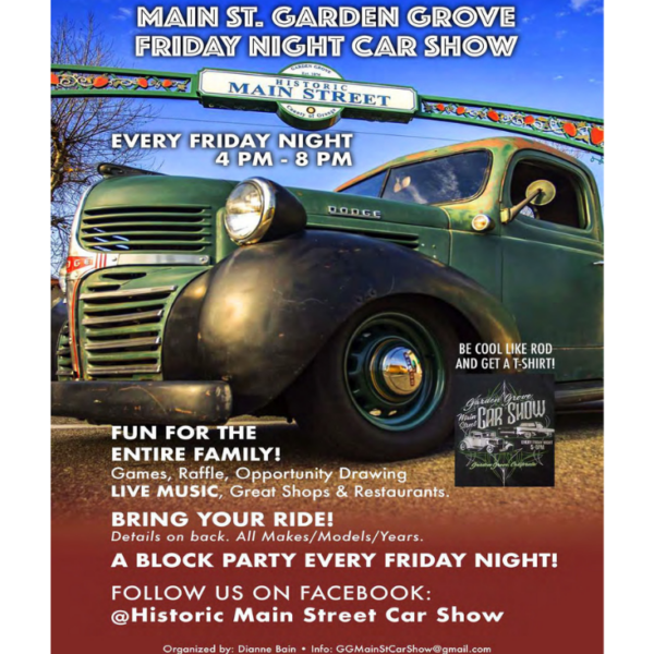Flyer for Historic Main Street Garden Grove Friday Night Cruise