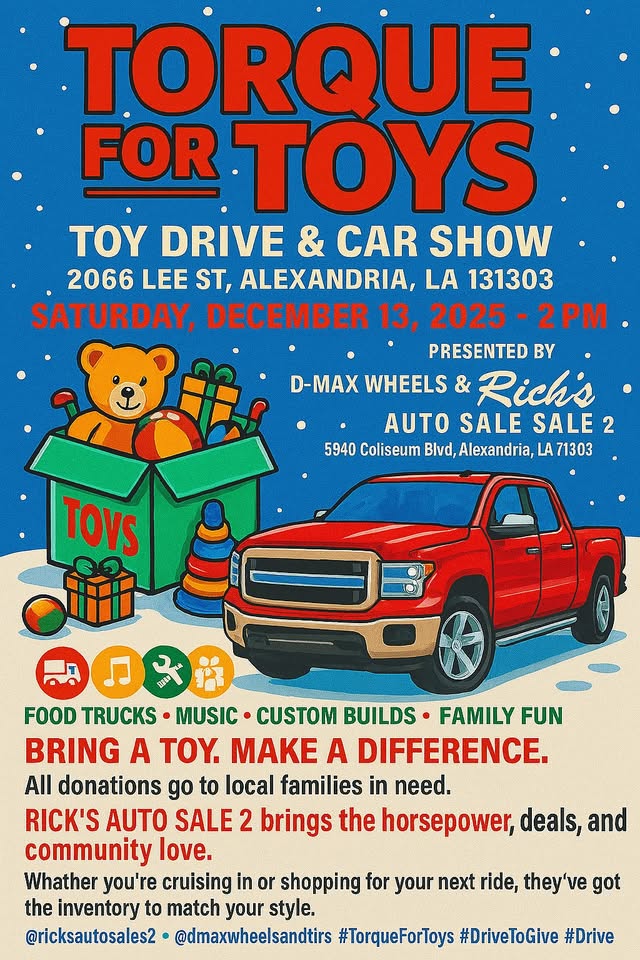 TORQUE FOR TOYS Toy Drive & Car Show – Alexandria, LA | CarCruiseFinder
