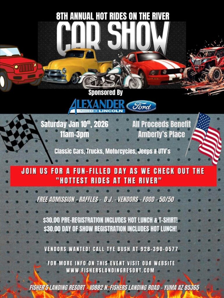 Flyer for 8th Annual Hot Rides on the River Car Show
