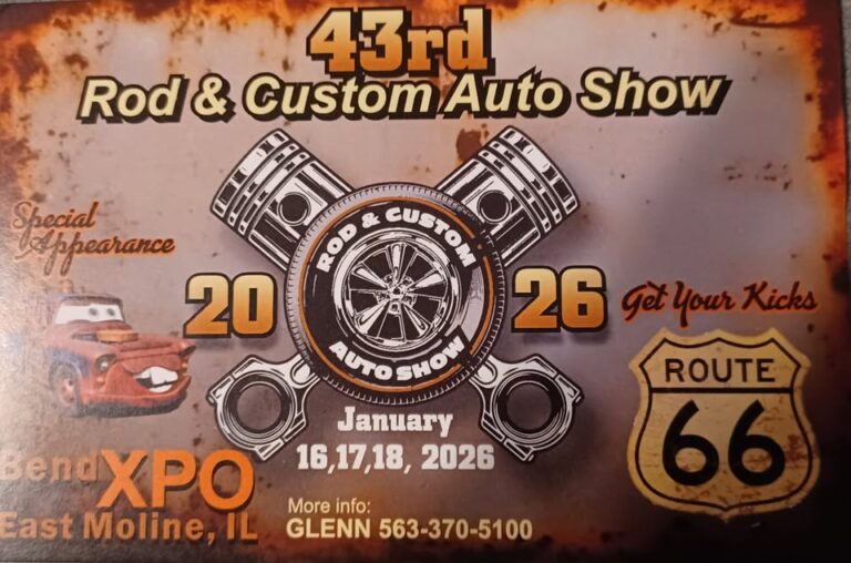 Flyer for Rod & Custom Auto Show E. Moline, IL