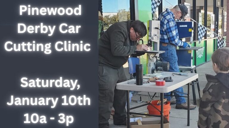 Flyer for Pinewood Derby Car Cutting Clinic