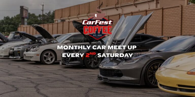 Flyer for CarFest & Coffee Monthly Car Meet-Up