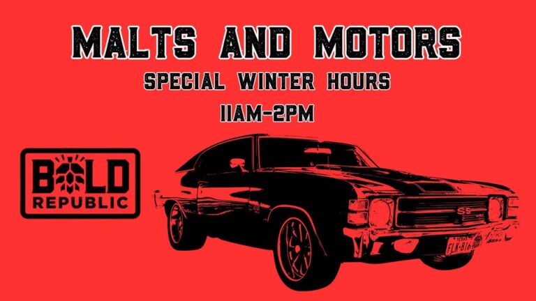 Flyer for Temple “Malts & Motors” Monthly Cruise-In at Bold