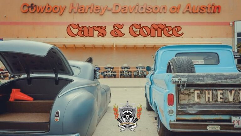 Flyer for Cars & Coffee at Cowboy Harley-Davidson
