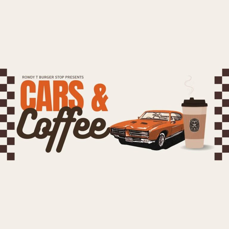 Flyer for Cars & Coffee at The Burger Stop