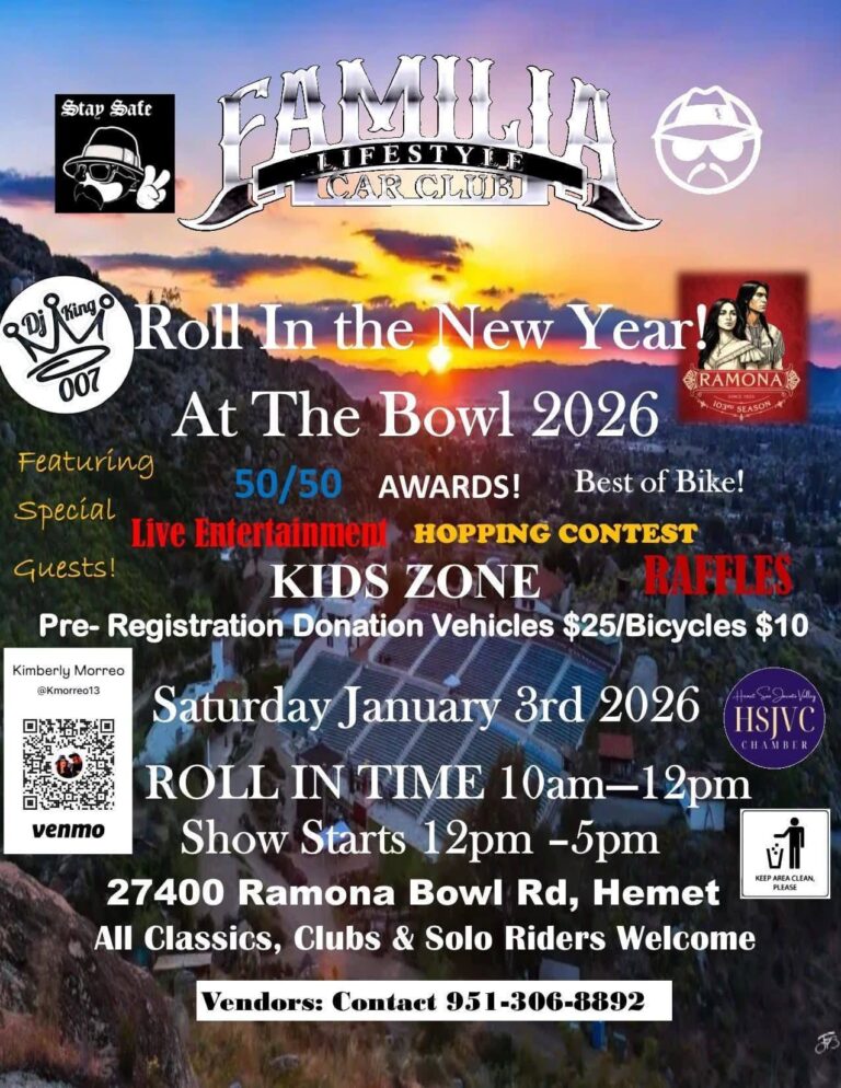 Flyer for Familia Lifestyle Car Club Roll In the New Year