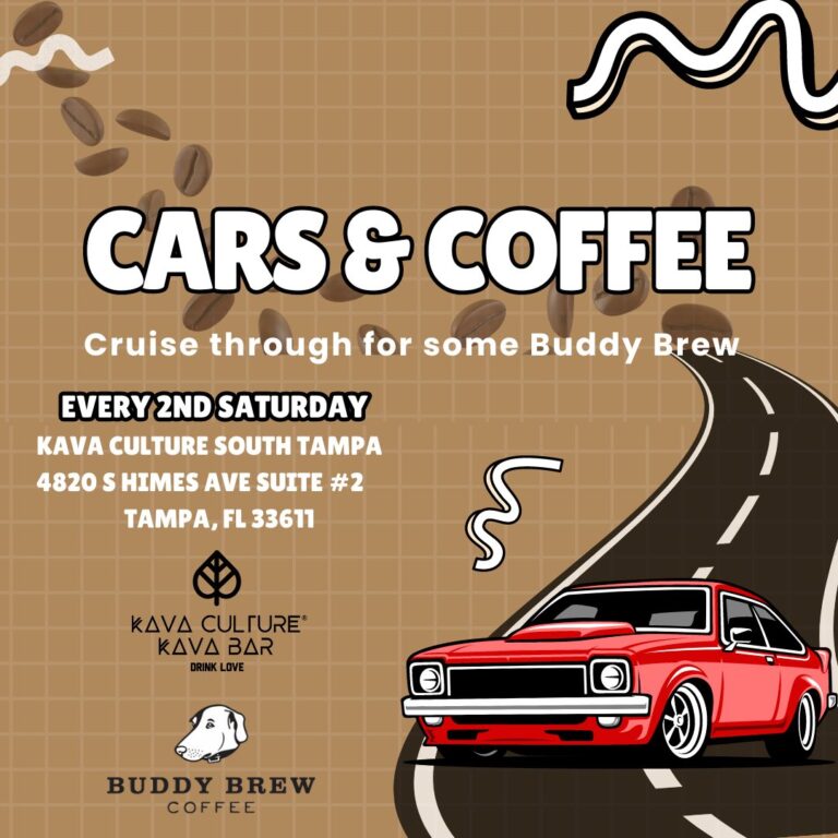 Flyer for Kava Culture Cars & Coffee