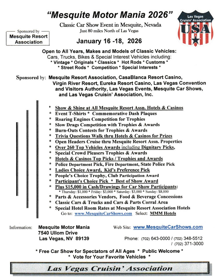 Flyer for Mesquite Motor Mania