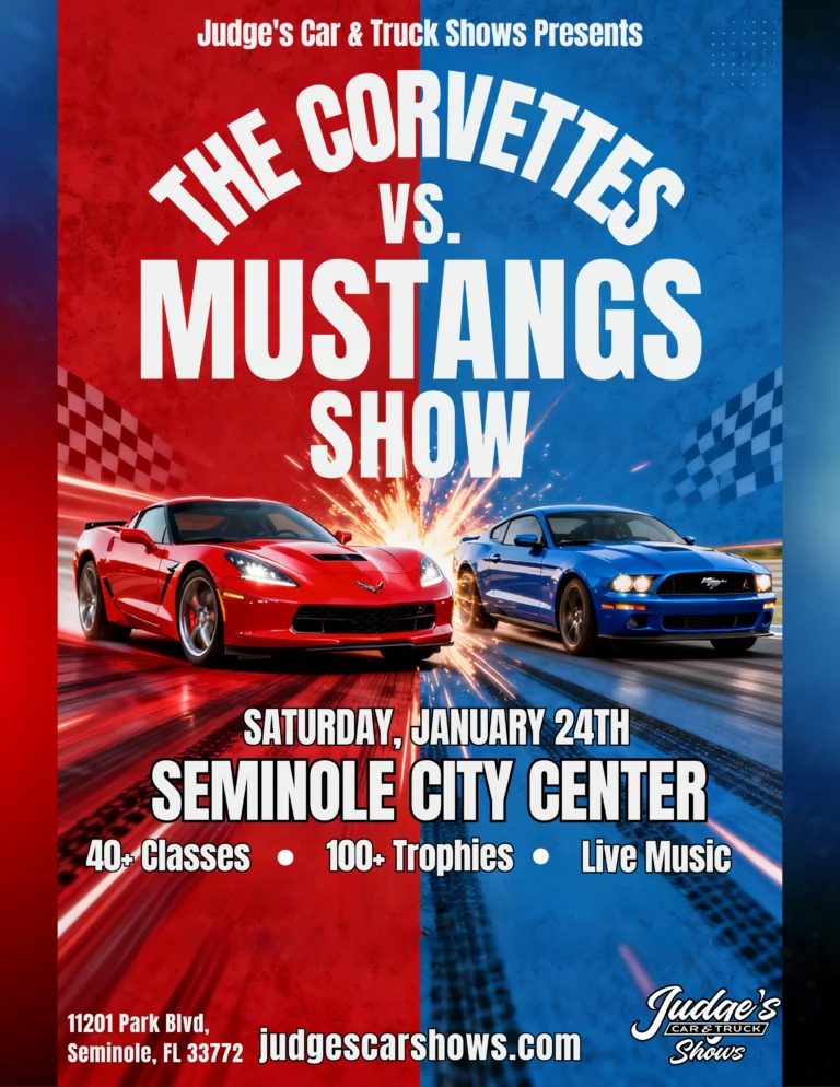 Flyer for The Corvettes vs. Mustangs Show