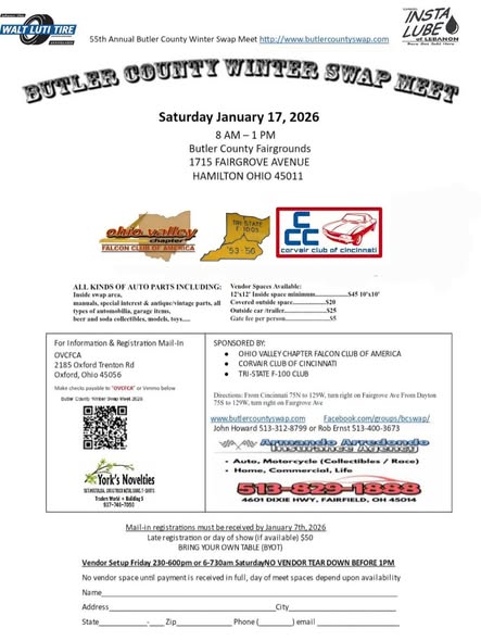 Flyer for Butler County Winter Swap Meet