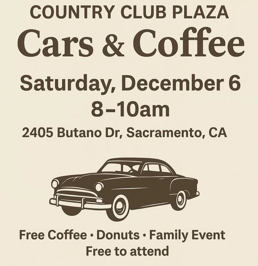 Flyer for Country Club Plaza Cars & Coffee