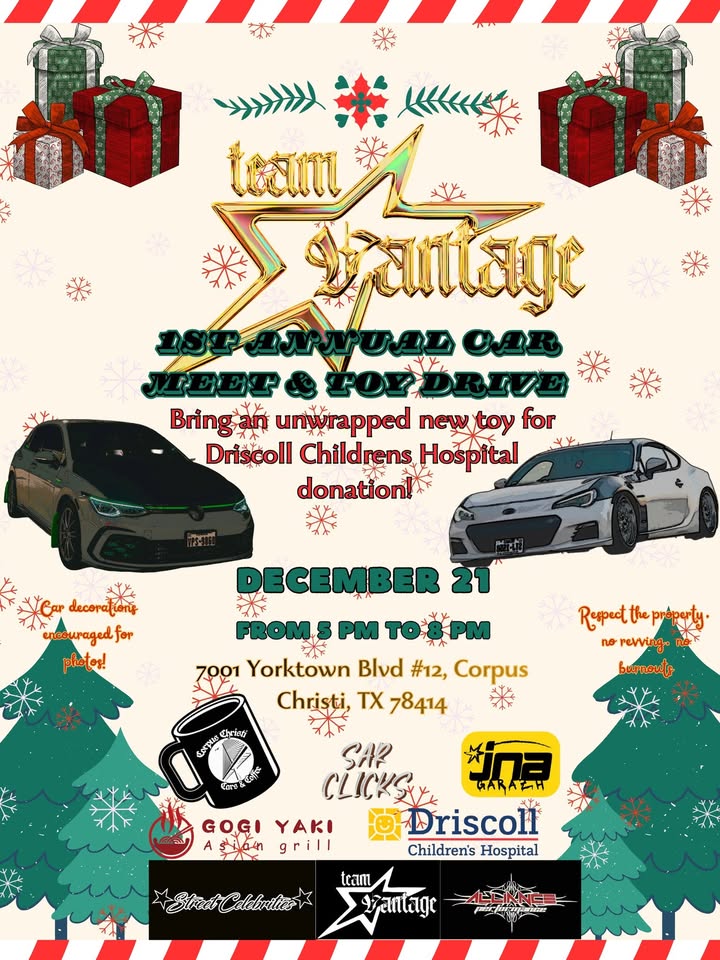 Team Vantage Car Meet & Toy Drive – Corpus Christi, TX | CarCruiseFinder