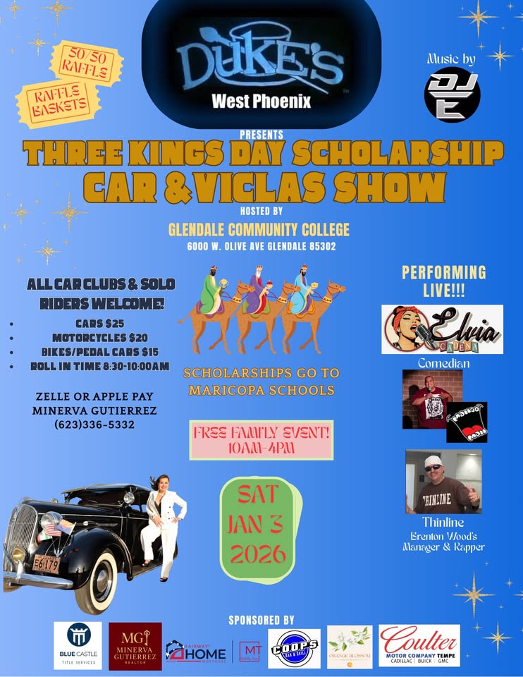 Flyer for Three Kings Day Scholarship Car & Vicla