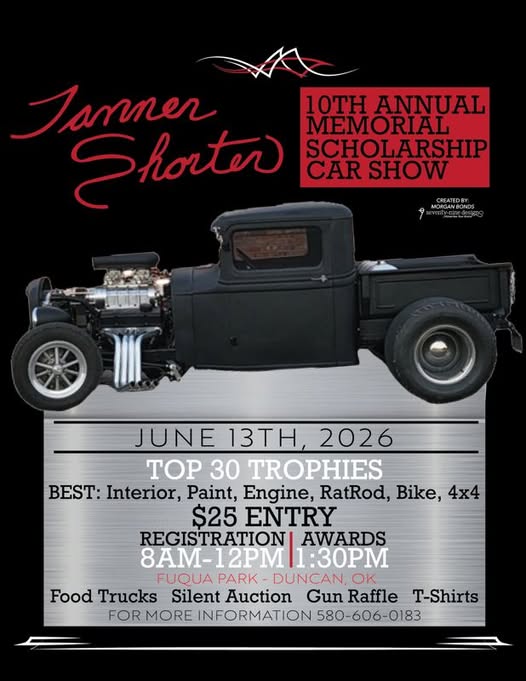 Flyer for 10th Annual Memorial Scholarship Car Show