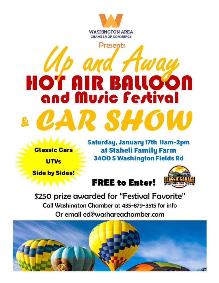 Flyer for Up and Away Hot Air Balloon and Music Festival & Car Show