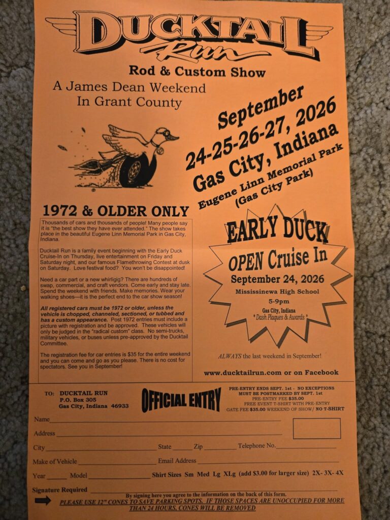 Flyer for Ducktail Run Rod & Custom Show