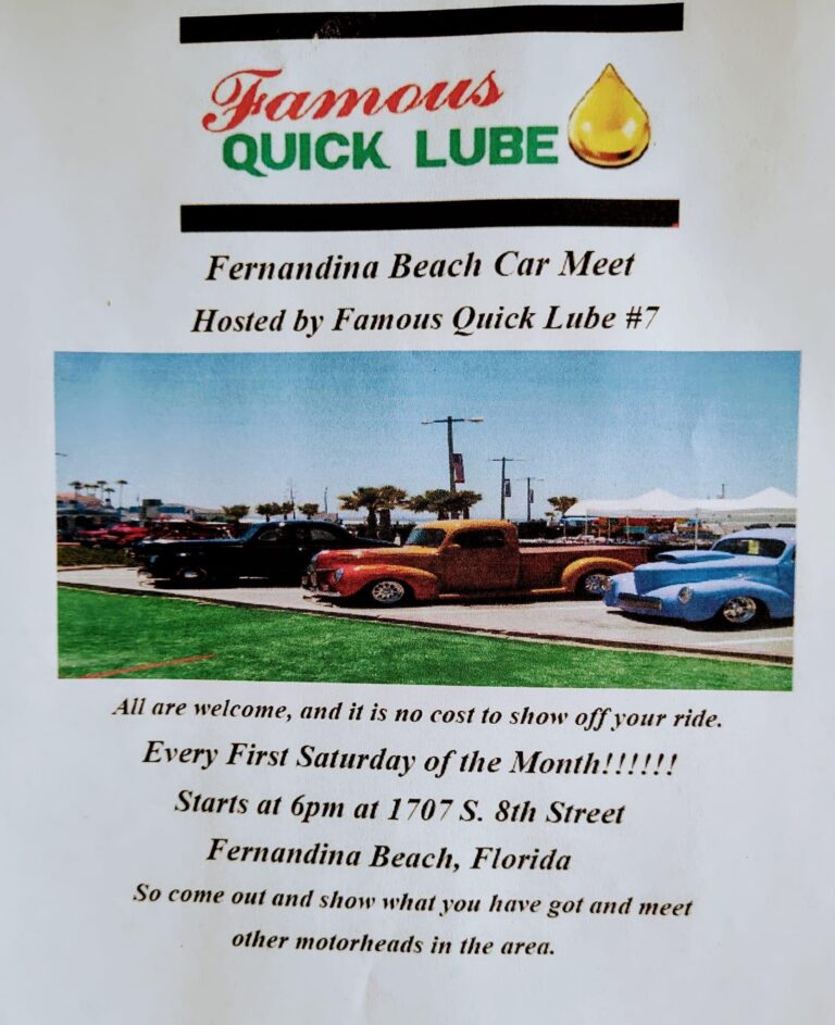 Flyer for Fernandina Beach Car Meet