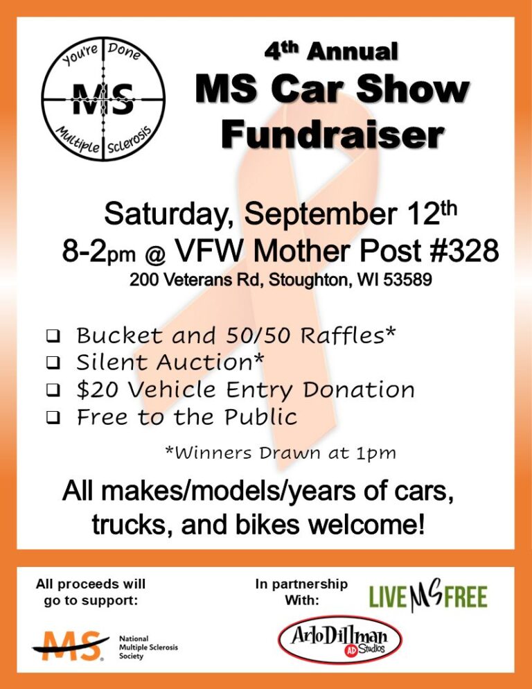 Flyer for 4th Annual Ms Car Show Fundraiser
