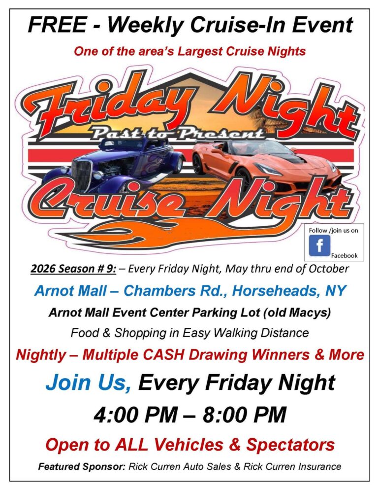 Flyer for Friday Night Past to Present Cruise Night