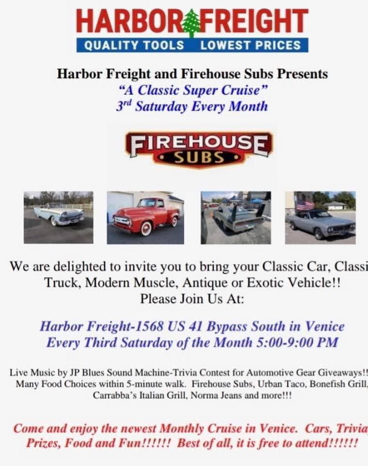 Flyer for Harbor Freight and Firehouse Subs Classic Super Cruise