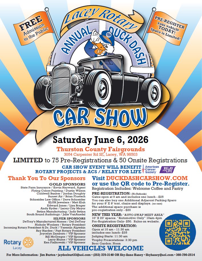 Flyer for Annual Duck Dash Car Show