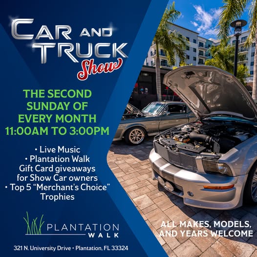 Flyer for Plantation Walk Car and Truck Show