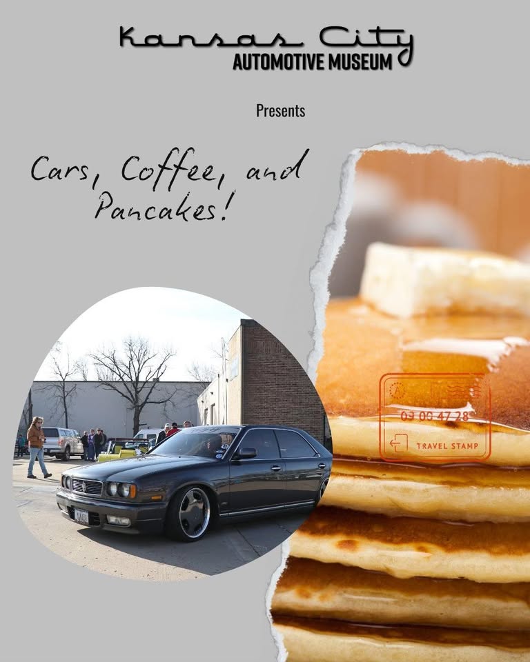Flyer for Cars, Coffee, and Pancakes at the Museum