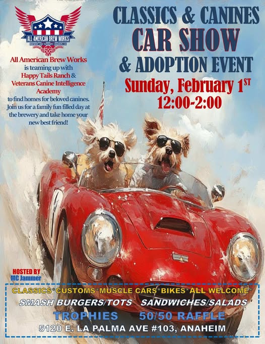 Flyer for Classics & Canines Car Show & Adoption Event
