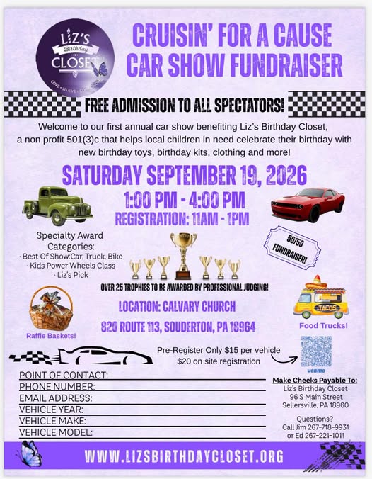 Flyer for Cruisin’ for a Cause Car Show Fundraiser