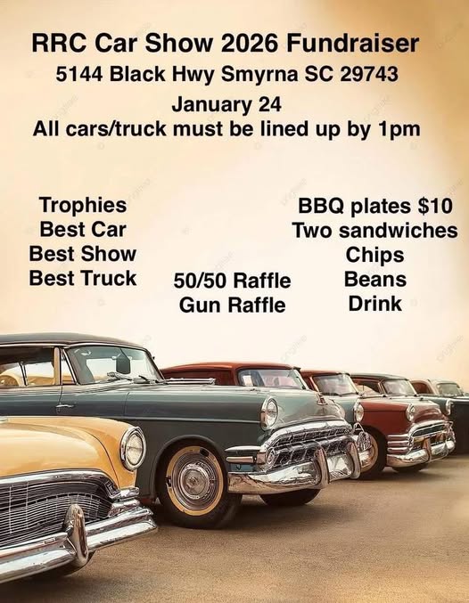 Flyer for RRC Car Show 2026 Fundraiser