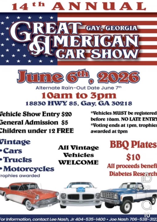 Flyer for 14th Annual Great American Car Show