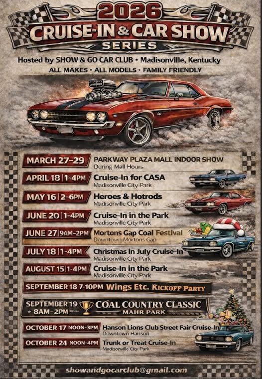 Flyer for Show & Go Car Club Cruise-In & Car Show Series