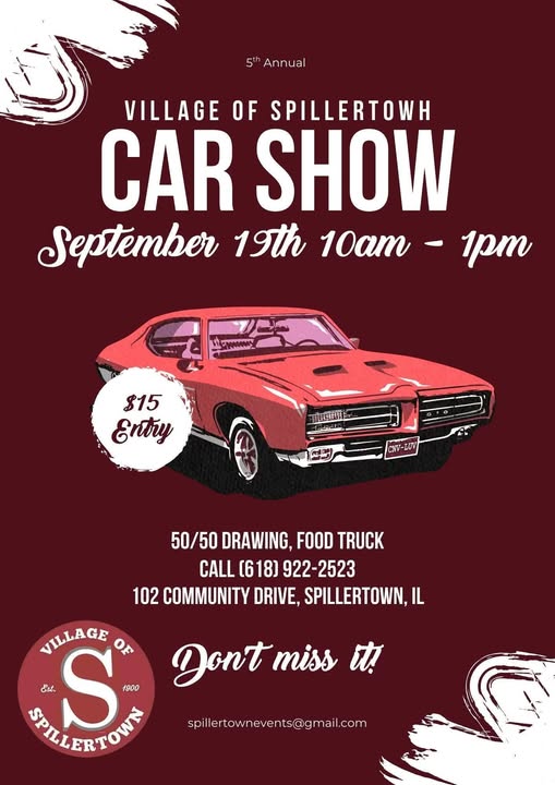 Flyer for 5th Annual Village Of Spillertown Car Show