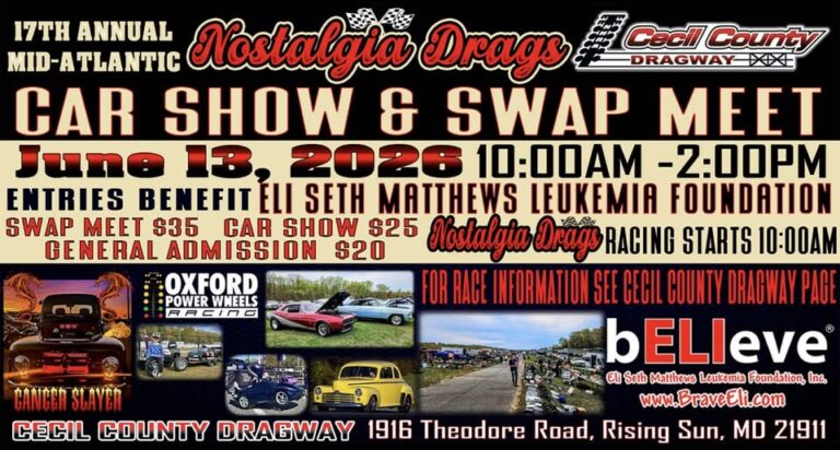 Flyer for 17th Annual Nostalgia Drags / Car Show & Swap Meet