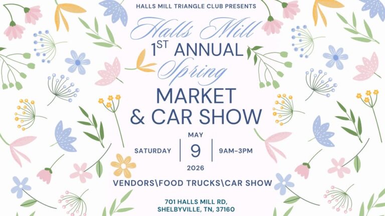 Flyer for Halls Mill 1st Annual Spring Market and Car Show