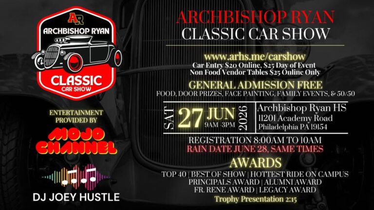 Flyer for 2026 Archbishop Ryan Classic Car Show